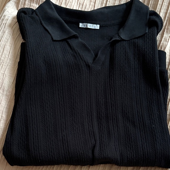 Zara Classic Black short sleeve men’s Knit Top - Picture 1 of 2